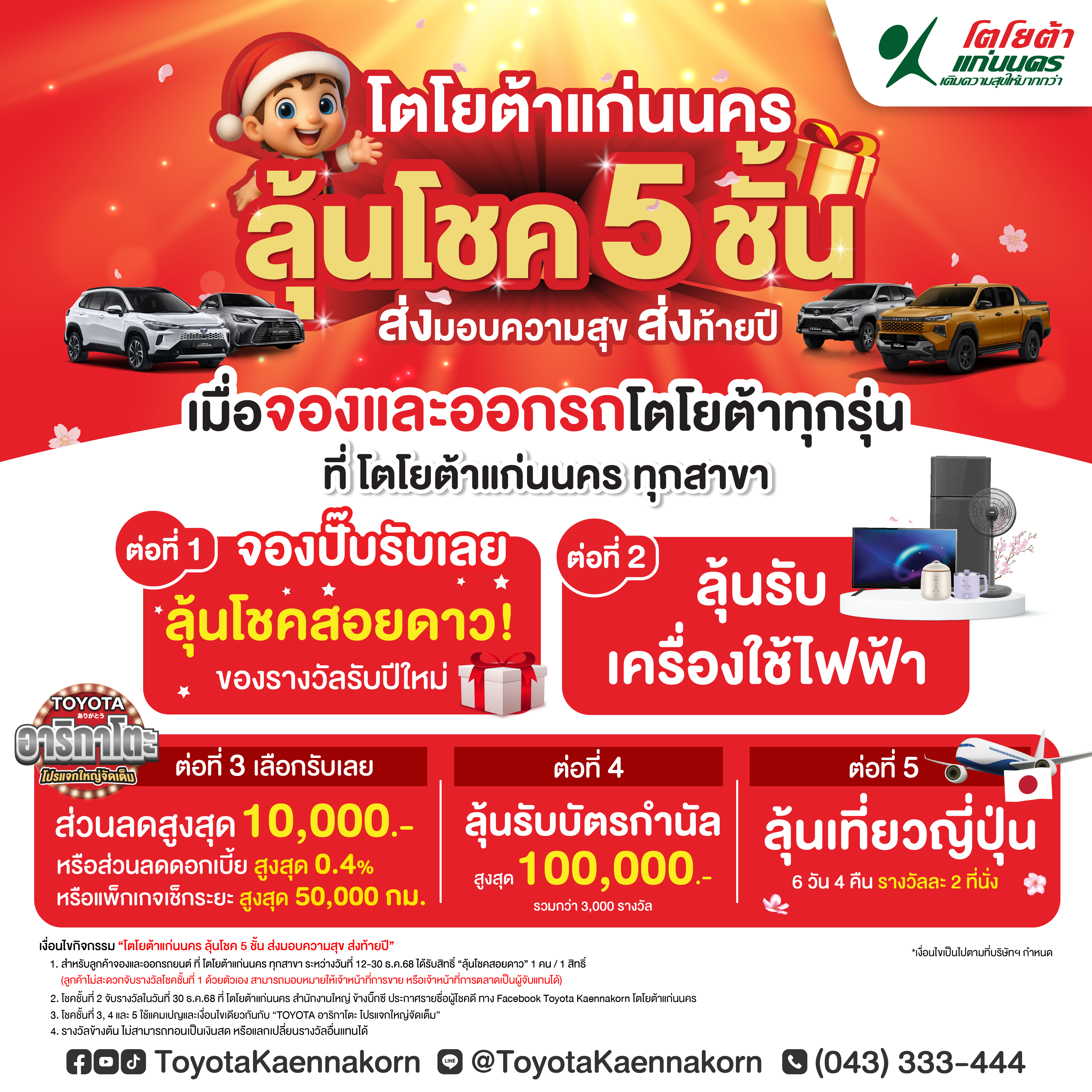 โตโยต้าแก่นนคร ลุ้นโชค 5 ชั้น ส่งมอบความสุข ส่งท้ายปี